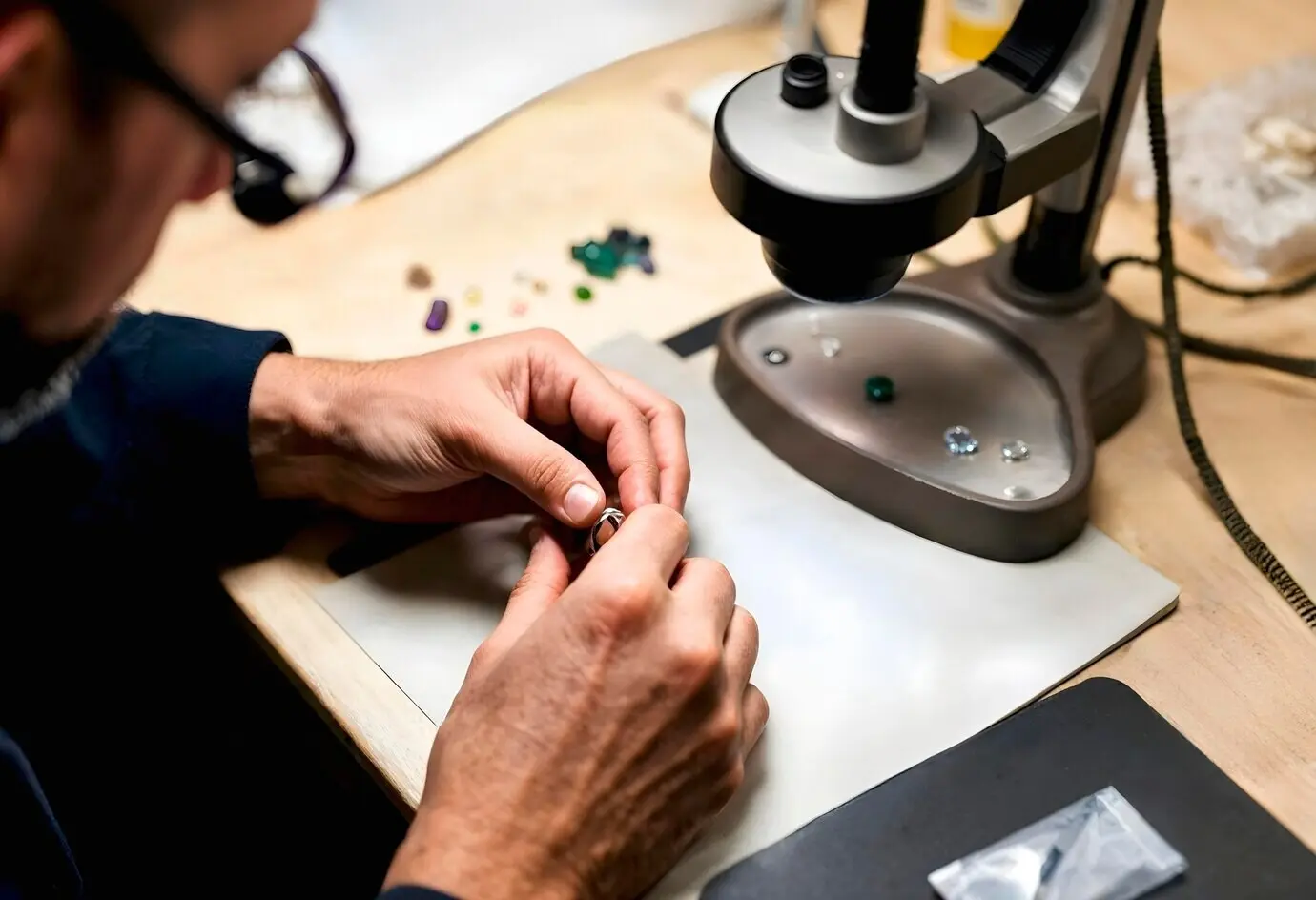 Ювелир изготавливает кольцо.